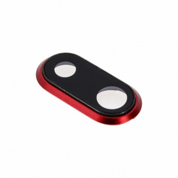 Стекло камеры для iPhone 8 Plus (с рамкой) красное OEM