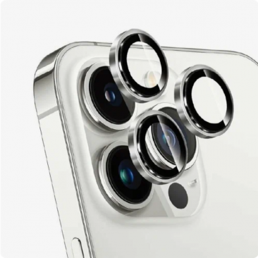 Защитное стекло камеры iPhone 14 и 14 Plus металлик серебрянный