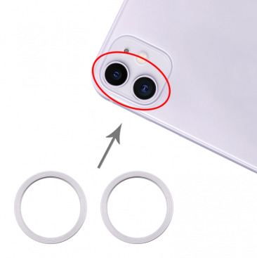 Металлический ободок под камеру для iPhone 11 (белый) (комплект 2шт) Оригинал