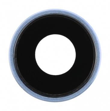 Стекло камеры для iPhone XR (с рамкой) голубое OEM