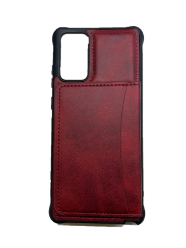 Кожаный чехол-накладка с карманом под карточки для Samsung N981 Galaxy Note 20 (красный)