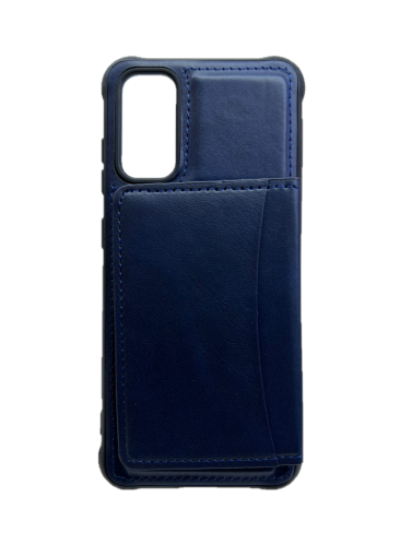 Кожаный чехол-накладка с карманом под карточки для Samsung G986 Galaxy S20 (синий)