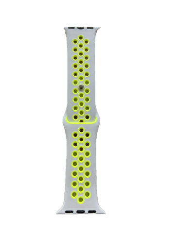 Ремешок силиконовый спорт для Apple Watch Series 38mm/40mm/41mm серо-салатовый N3
