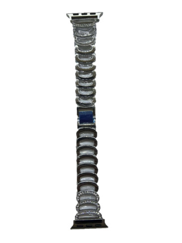 Ремешок для Apple Watch Series 38mm/40mm/41mm металлический женский "Стразы" №2 серебряный