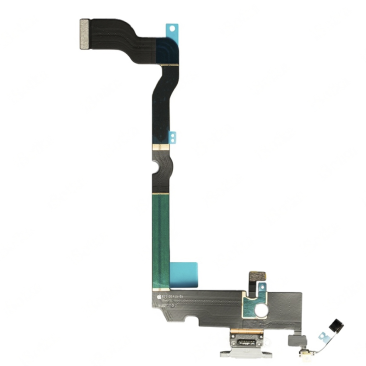 Шлейф для iPhone XS Max (821-01415-A), на системный разъем, микрофон, белый, OEM