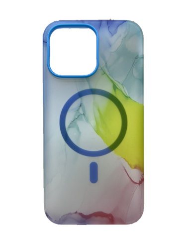Чехол для iPhone 14 Pro Max акварельные MagSafe Silicone Case радужный