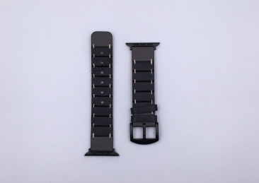 Ремешок для Apple Watch Series 38mm/40mm/41mm кожанный двухцветный черный