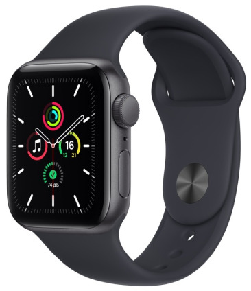 Apple Watch SE (2021) GPS 40mm Space Gray Aluminum Case with Midnight Sport Band (MKQ13)