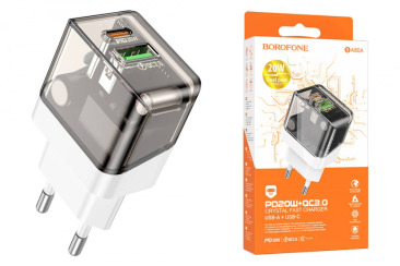 СЗУ BOROFONE BA80A Quick Charge 3.0, 20W USB-C + USB PD (белый)