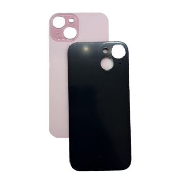 Задняя крышка для iPhone 15 розовый (c увеличенным вырезом под камеру) (с лого)