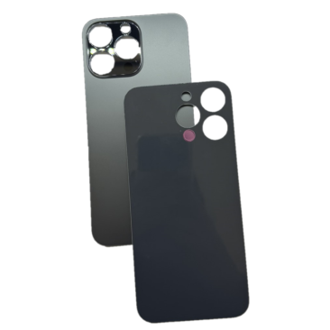 Задняя крышка для iPhone 15 Pro Max черный \ Black Titanium (c увеличенным вырезом под камеру) (с лого)
