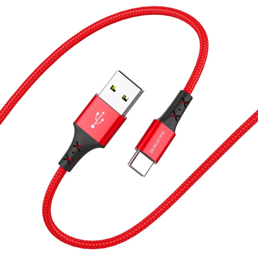 Кабель BOROFONE BX20 Type-C USB 3A (Q.C 3.0), силикон + пластик, 1м (красный)