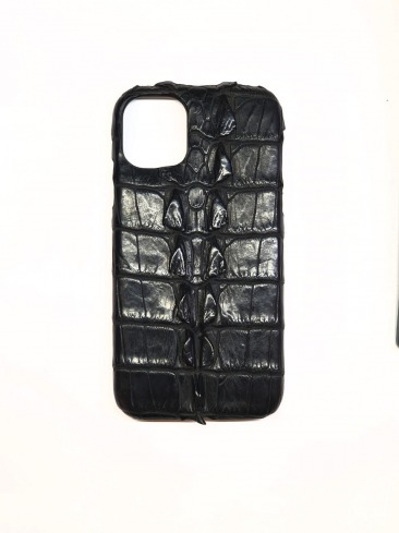 Чехол-накладка кожа крокодил для Apple iPhone 11 (черный)