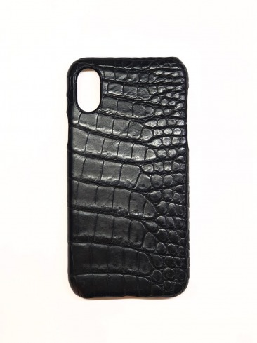Чехол-накладка кожа крокодил для Apple iPhone X / XS (черный)