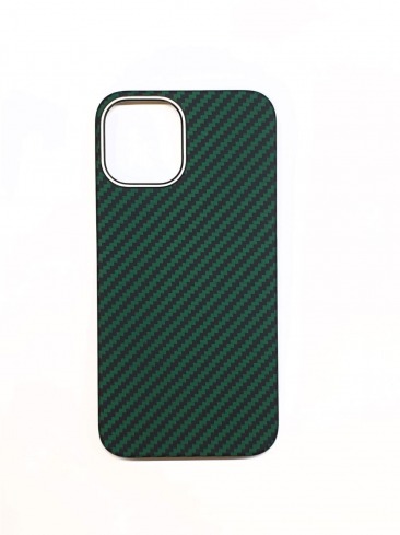 Чехол-накладка Карбон для Apple iPhone 12 /12 Pro (зеленый) с металлическим ободком