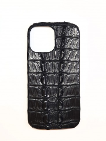 Чехол-накладка кожа крокодил (хвост) для Apple iPhone 13 Pro Max (черный)