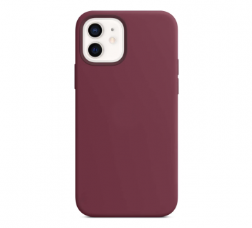 Чехол Apple iPhone 12 mini MagSafe Silicone Case (закрытый низ) (темно бордовый)