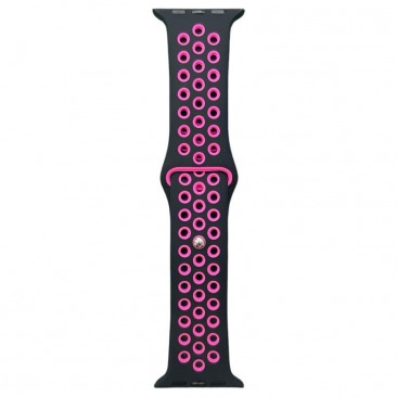 Ремешок силиконовый спорт для Apple Watch Series 38mm/40mm/41mm черно-розовый N7