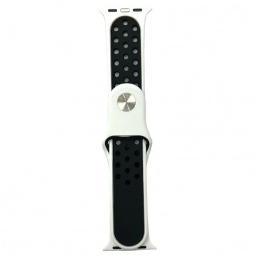 Ремешок силиконовый спорт для Apple Watch Series 38mm/40mm/41mm бело-черный N19