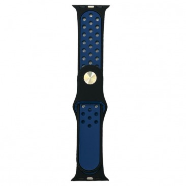 Ремешок силиконовый спорт для Apple Watch Series 38mm/40mm/41mm черно-синий N8