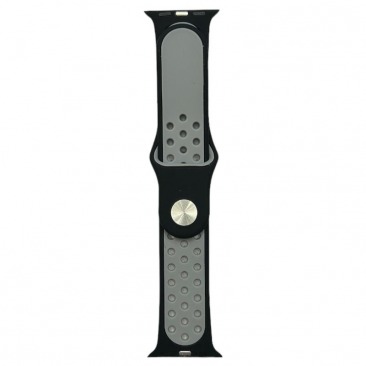 Ремешок силиконовый спорт для Apple Watch Series 38mm/40mm/41mm черно-серый N1