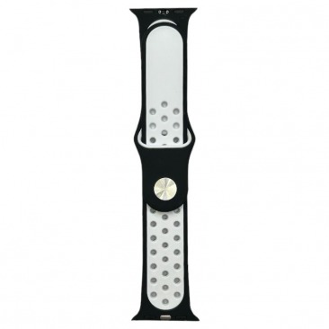 Ремешок силиконовый спорт для Apple Watch Series 38mm/40mm/41mm черно-белый N12