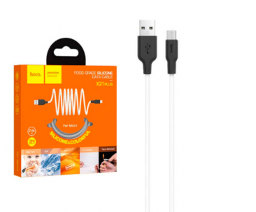 Кабель Hoco X21plus Micro USB 2.4A 2м (белый)