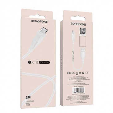 Кабель BOROFONE BX18 Micro USB 2.0м 2.4A  (белый)