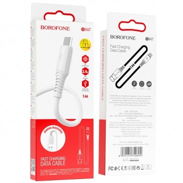 Кабель BOROFONE BX47 Micro USB 1.0m 2.4A (белый)