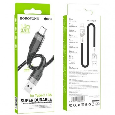 Кабель BOROFONE BU35 TYPE - C USB 3A 1,2m (черный)