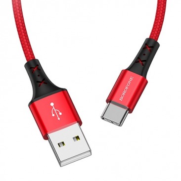 Кабель BOROFONE BX20 Type-C USB 3A (Q.C 3.0), силикон + пластик, 1м (красный)