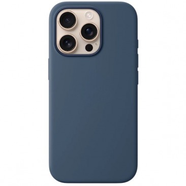 Чехол для iPhone 16 Pro MagSafe Silicone Case 1:1 (закрытый низ) синий