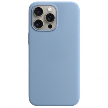 Чехол для iPhone 15 Pro Max MagSafe Silicone Case 1:1 (закрытый низ) голубой