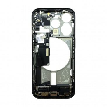 Средняя часть (корпус) для iPhone 15 Pro со шлейфами (Ростест) (черный) разбор, AASP