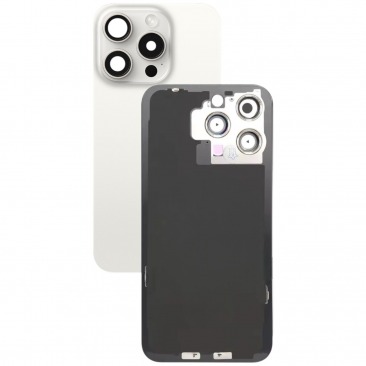 Задняя крышка для iPhone 15 Pro Max Белый \ White Titanium (в сборе стекло камеры) (с лого)