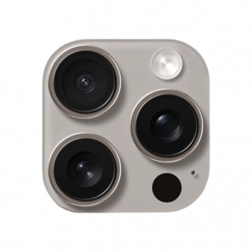 Стекло камеры для iPhone 16 Pro, 16 Pro Max с рамкой (3 шт) натуральный титан OEM