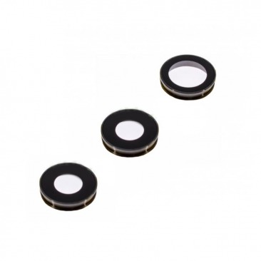 Стекло камеры для iPhone 13 Pro / 13 Pro Max с рамкой без ободка (3 шт) черное OEM