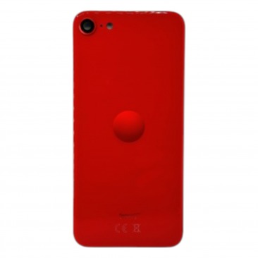 Задняя крышка и стекло камеры для iPhone SE (2020) (красный) (Ростест) стандартный вырез (с лого)