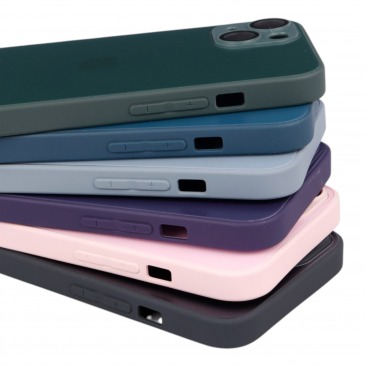 Чехол стеклянный-матовый для iPhone 12 с защитой камеры (MagSafe) голубой