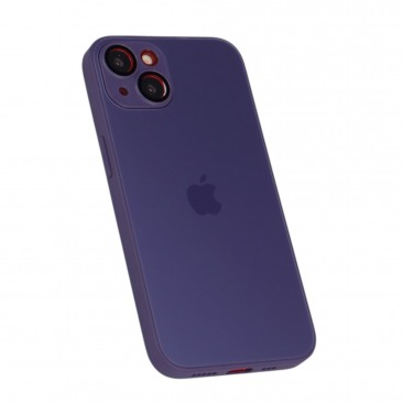 Чехол стеклянный-матовый для iPhone 14 с защитой камеры (MagSafe) фиолетовый