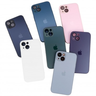 Чехол стеклянный-матовый для iPhone 14 Pro Max с защитой камеры (MagSafe) голубой