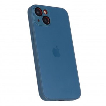 Чехол стеклянный-матовый для iPhone 11 с защитой камеры (MagSafe) голубой