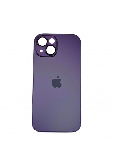 Чехол стеклянный-матовый для iPhone 14 с защитой камеры (MagSafe) фиолетовый