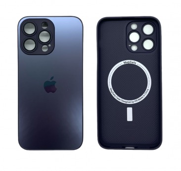 Чехол стеклянный-матовый для iPhone 14 Pro с защитой камеры (MagSafe) фиолетовый