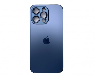 Чехол стеклянный для iPhone 14 Pro с защитой камеры (MagSafe) синий