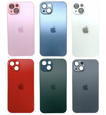 Чехол стеклянный-матовый для iPhone 15 с защитой камеры (MagSafe) белый