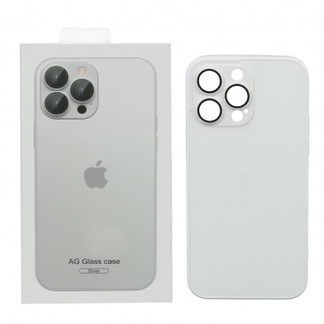 Чехол стеклянный для iPhone 15 Pro с защитой камеры (MagSafe) белый