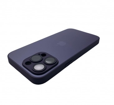 Чехол стеклянный-матовый для iPhone 15 Pro Max с защитой камеры (MagSafe) фиолетовый