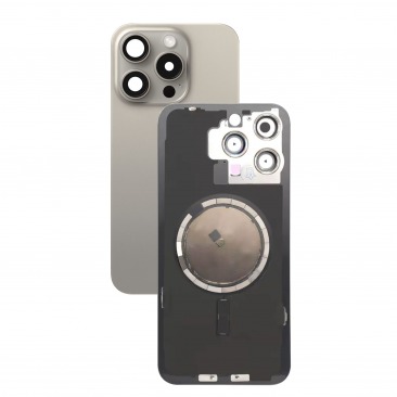 Корпус в сборе с задней крышкой для iPhone 15 Pro Max (Ростест) (натуральный титан)