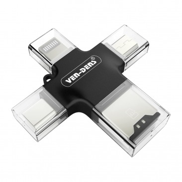 Картридер 4 в 1 Type- C, Micro USB, iPhone, iPad Smart OTG
